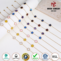Collier en acier inoxydable plaqué or 18 carats PVD de haute qualité pour femme, motif trèfle à cinq feuilles, bijou tendance, vente en gros