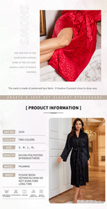 Camisón de Moda para Mujer, Nuevo en AliExpress, Pijama de <span class=keywords><strong>Manga</strong></span> <span class=keywords><strong>Larga</strong></span>, Elegante, Jacquard, Estampado de Leopardo, Ropa de Dormir de Seda - Product Image 4