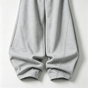 Pantalon de survêtement sarouel gris pour femme, taille élastique à volants avec cordon de serrage tressé épais, pantalon ballon ample et décontracté pour le quotidien - Product Image 3
