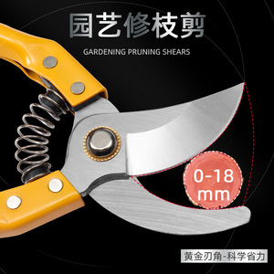 Garden Shears Bypass Pruner 10-20 Mm Cutting Capacity Yellow Handles Carbon Steel Blade For Fruit Picking And Pruning - Product Image 2