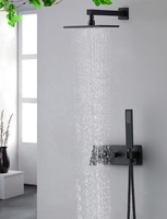 Système de douche pluie moderne en laiton haute pression, mitigeur mural 2 voies à poignée unique, ensemble combiné noir pour salle de bain