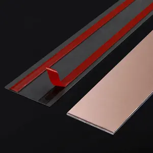 Fábrica Diretamente Aço Inoxidável Auto Adesivo Telha Guarnição Metal Wall Flat Tiras Para Villa Parede Teto Decorativo