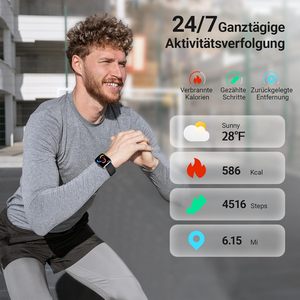 Montre intelligente unisexe 1.85 pouces Fitness Tracker 100 + Modes sportifs Moniteur de fréquence cardiaque/SpO2/sommeil IP68 boîtier en alliage étanche en silicone - Product Image 4