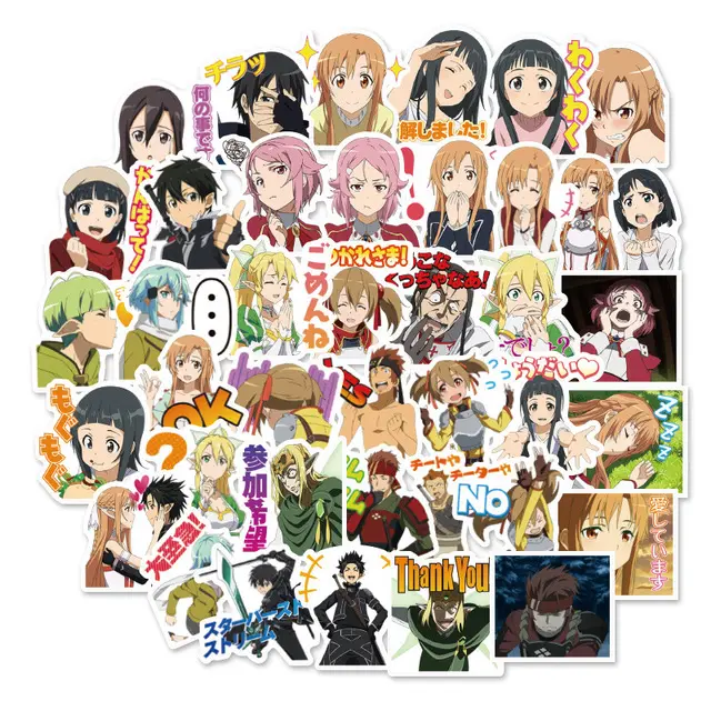 PINYU 40pcs Cheap Anime SAO Stickers Decal Sword Art Online Sticker
