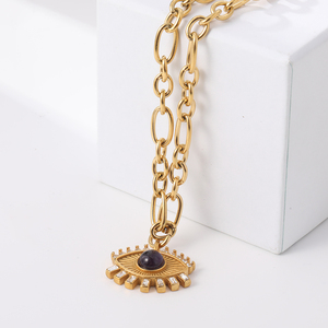 Collar de moda para mujer, Nueva joyería de moda, cadena de eslabones de acero inoxidable, collar de cadena chapado en oro, regalo para mujer - Product Image 2