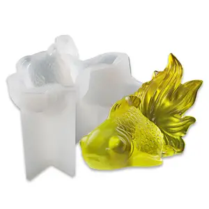 Koi Fish Mold Silicone Resin Clear 3D Carp Goldfish Decoration Epoxy Mold for Diy Pendant Charms Making Jewelry