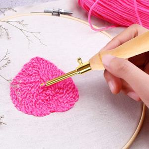 Pluma de bordado con mango de madera, agujas de perforación ajustables, herramientas de tejido para manualidades Diy - Product Image 6