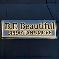 Lettres en acier inoxydable rétroéclairées par LED en acrylique 3D, lettres en relief, éclairage au néon, enseignes publicitaires personnalisables pour l'extérieur