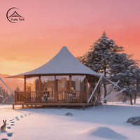 Suite de glamping de luxe préfabriquée en Botswana, tente extérieure carrée avec salle de bain, résistante au vent de niveau 12