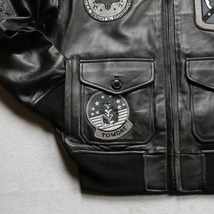 سترة بومبر من جلد الغنم المطرز بجودة عالية أوروبا وأمريكا <span class=keywords><strong>G1</strong></span> سترة من جلد الخراف ملابس جلدية أصلية للرجال - Product Image 5