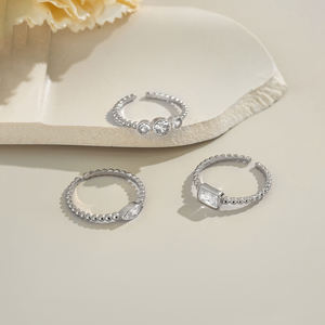 FUAMAY 925 стерлингового серебра 18K позолоченное циркониевое кольцо изящное модное геометрическое циркониевое Открытое кольцо Marquise CZ Anillo кольцо - Product Image 2