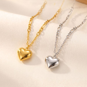 Collana con Ciondolo a Cuore in Acciaio Inossidabile, Catena Figaro Bicolore Oro e Argento, Design Minimalista, Gioielli Delicati <span class=keywords><strong>per</strong></span> Donne - Product Image 5