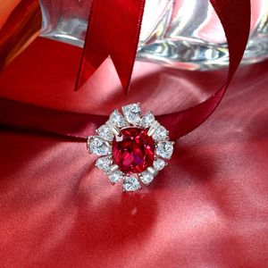 925 plata esterlina 6 quilates cuadrado grueso lujo <span class=keywords><strong>diamante</strong></span> completo 10*11 anillos de joyería fina simulación rubí <span class=keywords><strong>Esmeralda</strong></span> compromiso de boda - Product Image 6