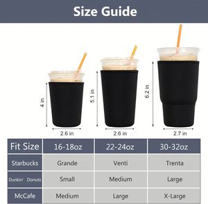 Manchon isotherme réutilisable en néoprène anti-transpiration pour canettes à ouverture facile 100g pour café glacé de 16-32oz - Product Image 2