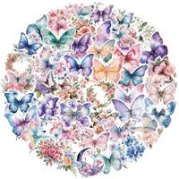50 pegatinas de mariposas de dibujos animados para mascotas, impermeables, para coche, teléfono móvil, portátil, botella de agua