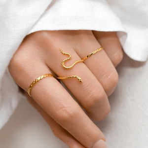 Anillo de Serpiente de Plata de Ley 925 CANNER, Joyería con Diseño de Serpiente, Chapado en Oro de 18K, Regalo, Anillo de Serpiente Abierto Ajustable para Mujer - Product Image 5