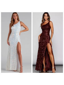 เดรสปาร์ตี้รัดรูปเปิดไหล่ข้างเดียวประดับเลื่อมสไตล์ยุโรปและอเมริกาแบบใหม่ขายดี - Product Image 1