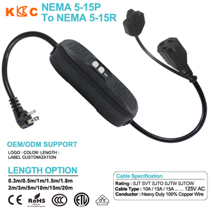 Prise GFCI portable avec boutons de test et de réinitialisation pour la sécurité électrique en extérieur, cordon d'extension 15A 125V NEMA 5-15P vers 5-15R - Product Image 5
