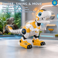Juguete de Dinosaurio Robot Eléctrico Recargable con Control Remoto, T-Rex Caminante con Spray de Agua, Música y Baile, Regalo para Niños