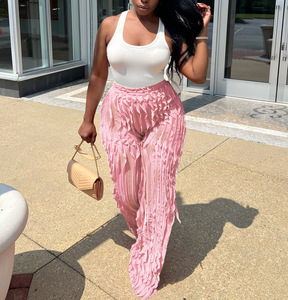 2023 Fall Winter Wavy Grain <strong>Pleated</strong> <strong>Trousers</strong> <strong>Women</strong> High Waist Transparent Straight <strong>Pleated</strong> Wide Leg Pants <strong>Women</strong> - Product Image 5