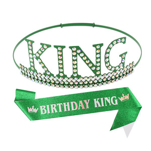 Corona per Compleanno da Uomo, Accessorio per Feste in Stile Europeo e Americano, Corona da Re in Ferro con Grandi Lettere in Cristallo Bianco - Product Image 4