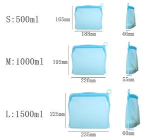 Accesorios de cocina impresos Contenedor de alimentos de silicona Bolsa de almacenamiento de alimentos Bolsas Cremallera Bolsa de congelador Reutilizable - Product Image 6