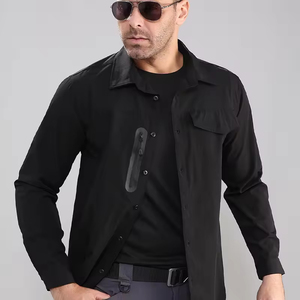 Chemise d'été à manches longues en satin pour hommes, couleur unie, col montant, hauts <span class=keywords><strong>de</strong></span> <span class=keywords><strong>travail</strong></span> décontractés, chemisier taille XL, teint uni, 6XL disponible - Product Image 6