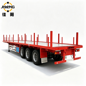 Remorque Plate pour le Transport d'Équipements Lourds, Remorque à Plateau Plat 4 Essieux, Remorque Plate pour Voitures de Course - Product Image 1