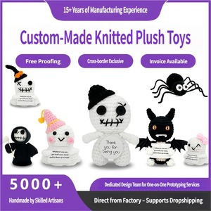 Muñeco de Peluche de Fantasma de Halloween Tejido a Mano, Lindo Muñeco de Peluche de Pequeño Ceñador con Sombrero de Bruja, Emocional, para Niños y Adultos, Regalo al por Mayor - Product Image 1