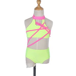 Jaune rose Performance justaucorps exercice pratique danse scène Performance Unitard gymnastique artistique vêtements de danse - Product Image 1