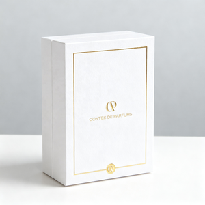 Kết cấu cứng tóc cơ thể tinh chất dầu nước hoa bao bì-Hộp quà cứng đóng dấu vàng trắng thanh lịch - Product Image 1