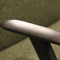 Fauteuil de détente rembourré vert avec accoudoirs en bois, siège d'appoint pour salon