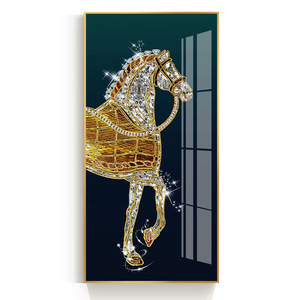 Moderna Arte Murale di Lusso <span class=keywords><strong>con</strong></span> Cavallo Scintillante, Decorazione per Corridoio e Galleria, Dipinto in Porcellana <span class=keywords><strong>con</strong></span> Cristalli e Diamanti - Product Image 5