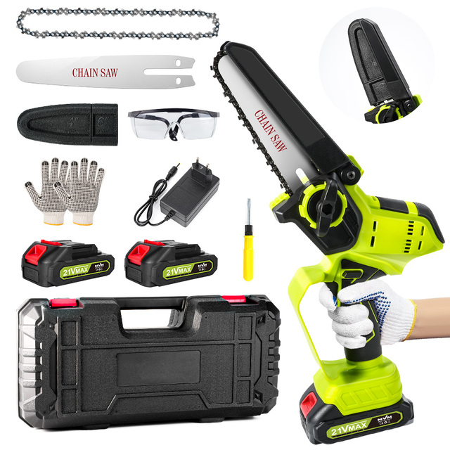 Professional Industrial Grade Cordless Electric Chainsaw 21V 775W 6IN/8IN Guide Bar Battery Powered Wood Cutting Tool OEM DIY