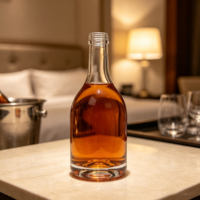 Botol Minuman Keras Whisky Kaca Bening Berbahan Tebal dengan Segel, Buatan Pabrik di Cina, Custom OEM Langsung dari Pabrik