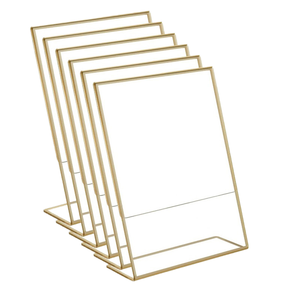 Support de numéros de table de <span class=keywords><strong>mariage</strong></span> portable et écologique avec cadre doré, en acrylique PMMA transparent, pour affiches de <span class=keywords><strong>menu</strong></span>, photos, lavable - Product Image 1