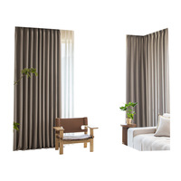Rideau en lin double face prêt à poser, entièrement occultant, tissu épaissi, respirant, moderne, minimaliste, insonorisant