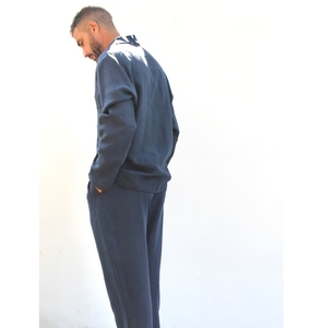 Linen Unisex Pyjamas Set with <b>Pants</b> <b>Men's</b> Sleepwear 100% Linen Pajamas Set Sustainable Pijamas Hombre with Your Name on Them - Product Image 1