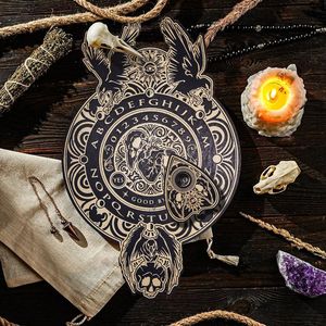 Planche spirituelle ronde en bois sculpté avec un motif de crâne d'aigle, décorations pour fête d'Halloween - Product Image 1