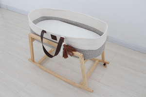 Support de berceau Moïse pour bébé, <span class=keywords><strong>table</strong></span> à <span class=keywords><strong>langer</strong></span>, <span class=keywords><strong>matelas</strong></span> en mousse épaisse, housse de <span class=keywords><strong>matelas</strong></span> amovible, en bois massif, pour utilisation en parc - Product Image 3