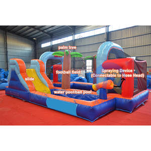 Nouveau design de terrain de football gonflable pour enfants, combo de jeux d'intérieur, parc aquatique gonflable, château gonflable avec toboggan et piscine à jets d'eau - Product Image 2