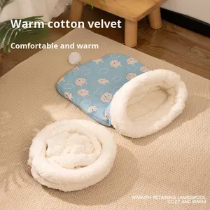 Invierno suave túnel gato nido Cordero polar mascota saco de dormir cerrado gato saco de dormir gatito arena pequeño perro dormir nido - Product Image 5