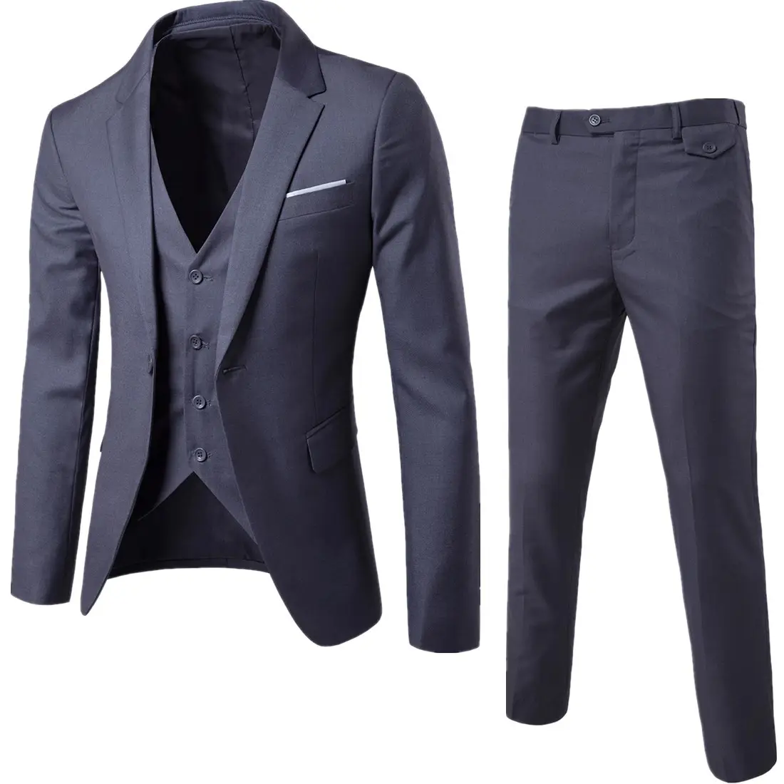 New Trend Men's Three-piece Jacket + Vest + Trousers Slim Suit Groom and Groomsman Wedding Dress Casual Suit Men Blazer Slim Fit