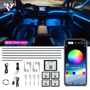 ZY araba iç ışık 18 In 1 senfoni Led oto atmosfer ışığı renkli 64 renk müzik Sync RGB Led şerit araba ortam ışığı