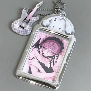 Kpop <span class=keywords><strong>Anime</strong></span> Cartoon 3 Zoll Flexibler PVC-Fotokartenhalter Schlüsselanhänger Niedliche Katze Hase Foto-Display Taschenanhänger mit Gitarrenanhänger - Product Image 2