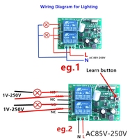 Interrupteur à télécommande sans fil AC AC90-250V 2CH 10A Module récepteur relais 2 canaux RF 433 Mhz Télécommandes QIACHIP KR2202-4