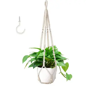 Indoor Hanging Planter Basket Handmade Cotton Rope Hanging Planters Bohemian Home Decor Indoor Ceiling Plant Flower Pot Holder