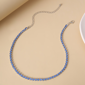 قلادة خانقة أنيقة مرصعة بالكريستال الأزرق اللامع للنساء، إكسسوار يومي عصري للرقبة، هدية مجوهرات نسائية - Product Image 4