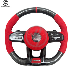 Volant sport 3 branches en fibre de carbone pour G-Class W464 G63 G500 2019-2024, finition brillante sergé, suède personnalisé - Product Image 1
