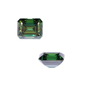 Wuzhou Gems Precio al por mayor Piedra de moissanita verde Corte radiante VVS Calidad Diamante de moissanita Suelto
